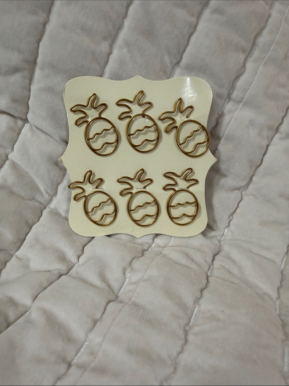 Source Unknown Gold Pineapple Paper Clips - Tropical Stationery Set